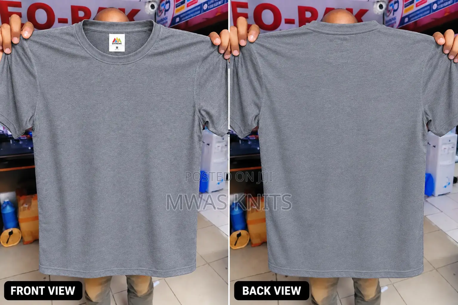 Grey Round Neck T Shirt Cotton Fashion