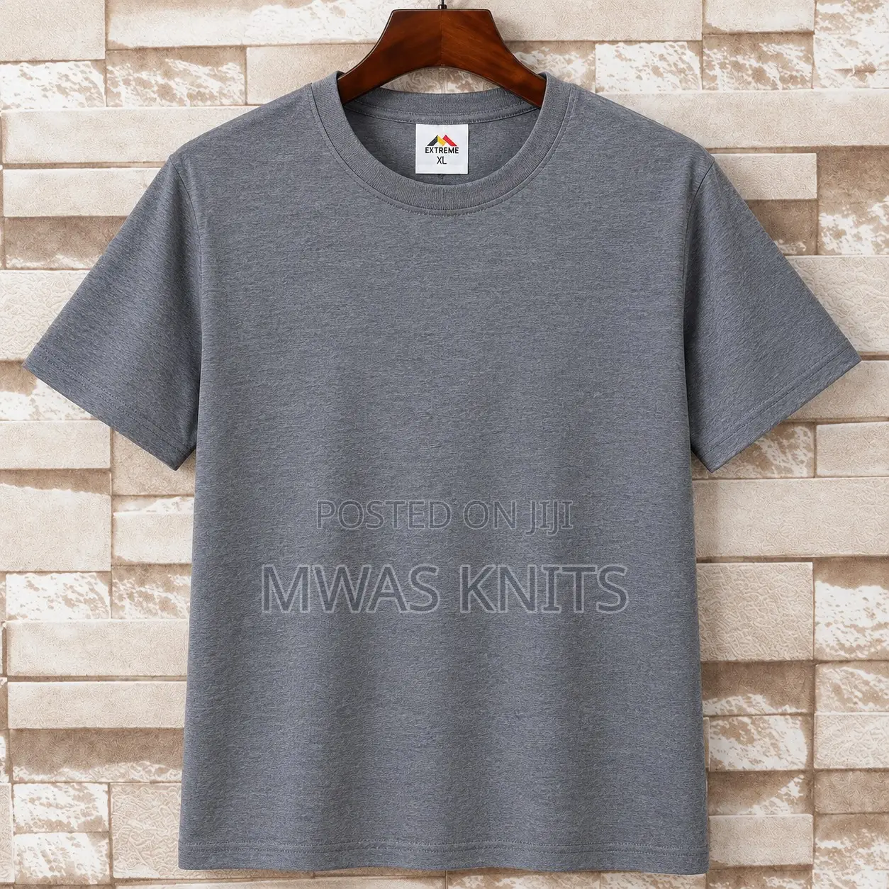 Grey Round Neck T Shirt Cotton Fashion