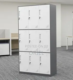 Office Cabinet : 9-Locker Office Storage Steel Cabinet.