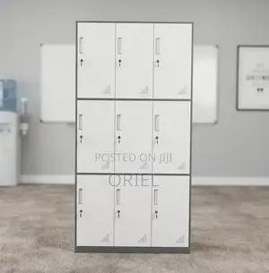 Office Cabinet : 9-Locker Office Storage Steel Cabinet.