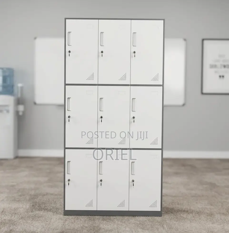Office Cabinet : 9-Locker Office Storage Steel Cabinet.