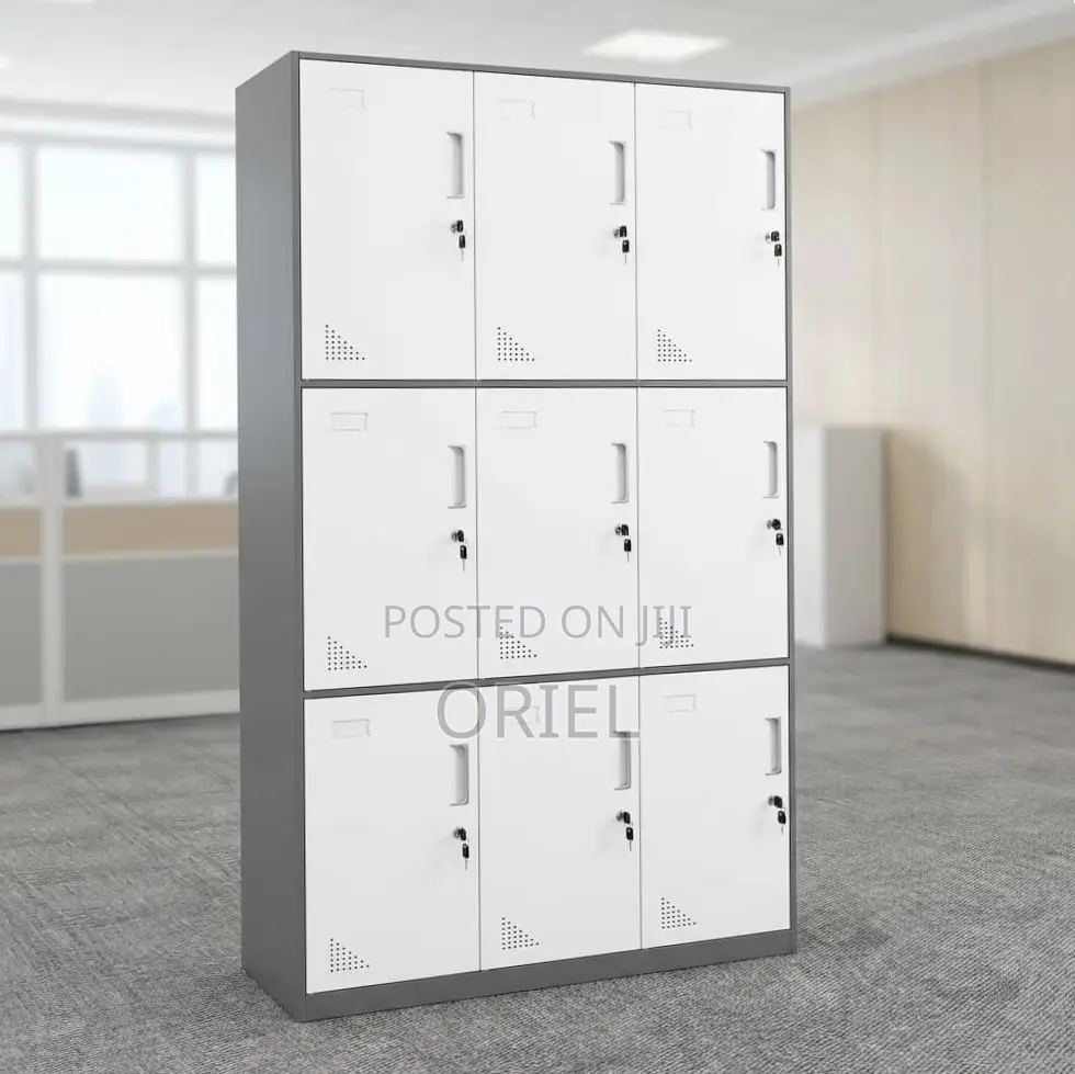 Office Cabinet : 9-Locker Office Storage Steel Cabinet.