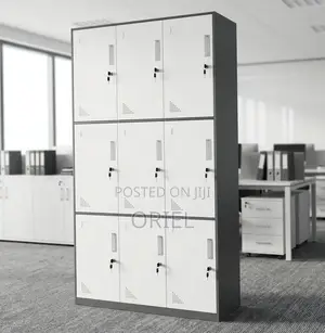 Office Cabinet : 9-Locker Office Storage Steel Cabinet.
