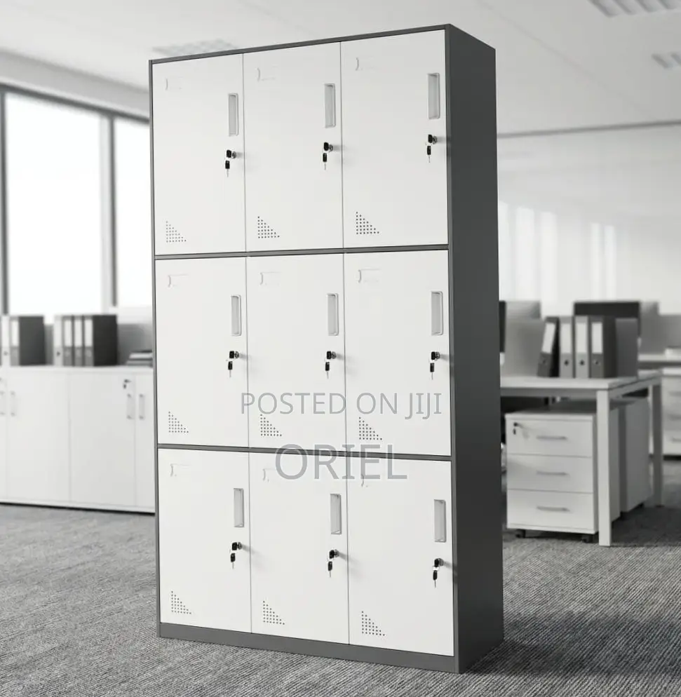 Office Cabinet : 9-Locker Office Storage Steel Cabinet.
