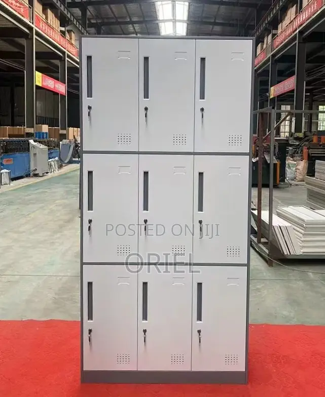 Office Cabinet : 9-Locker Office Storage Steel Cabinet.