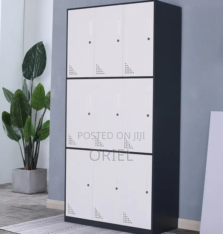 Office Cabinet : 9-Locker Office Storage Steel Cabinet.
