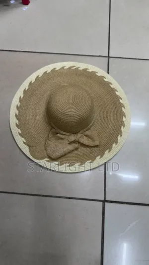 Foldable UV Protection Beach Cap With Bow and Tie Accents