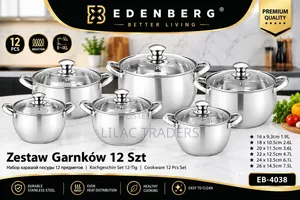 *edenberg 12pc Stainless Steel Cookware Set* Je