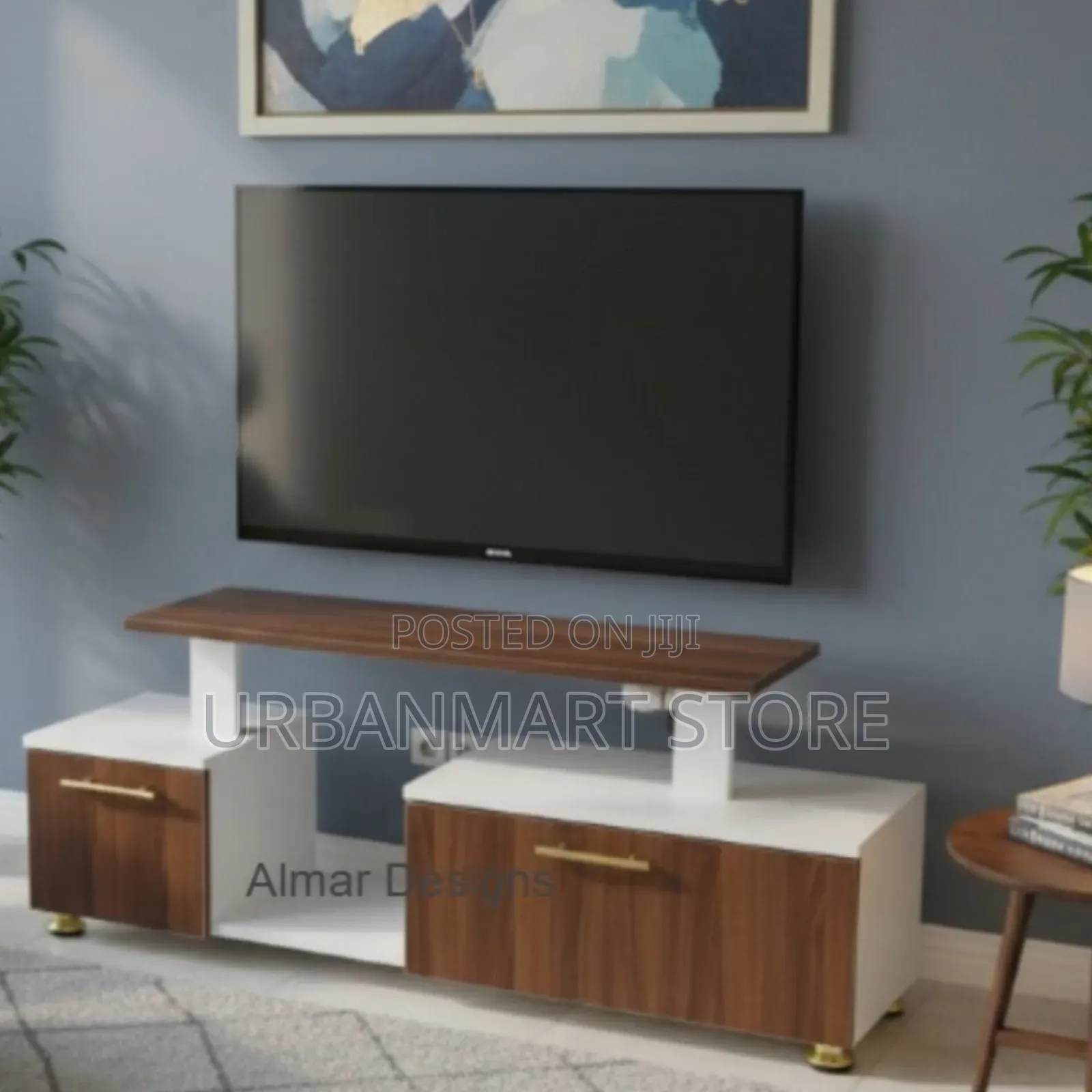 Istanbul 2 Modern TV Stand 4ft Brown and White