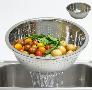 Stainless Steel Colander Strainer Bowl Set Kitchen Washing Basket