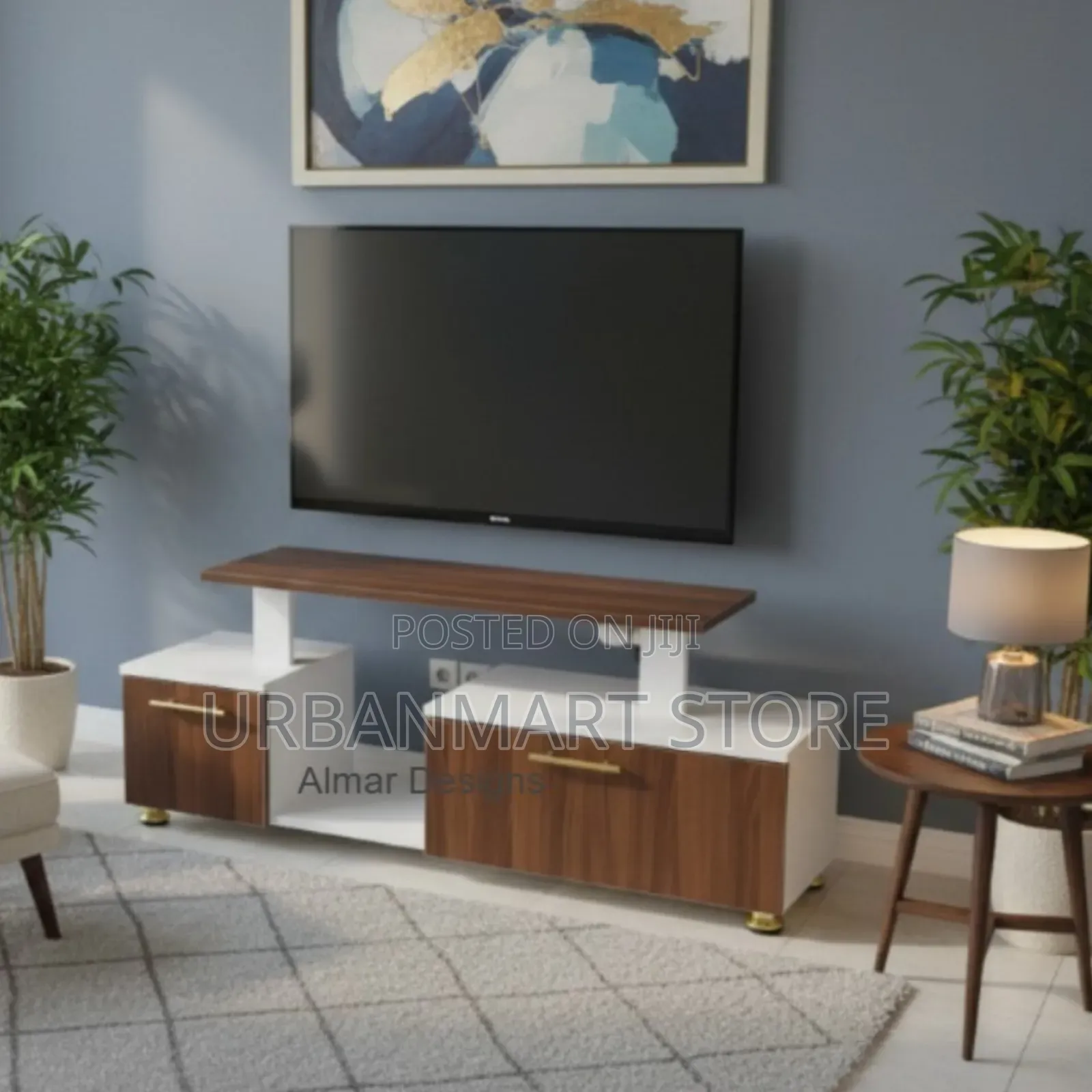 Istanbul 2 Modern TV Stand 4ft Brown and White