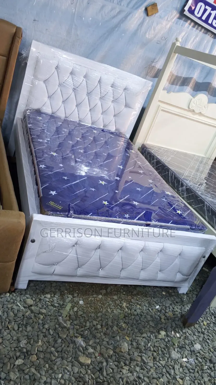 Modern 5x6 White Wood Bed Frame