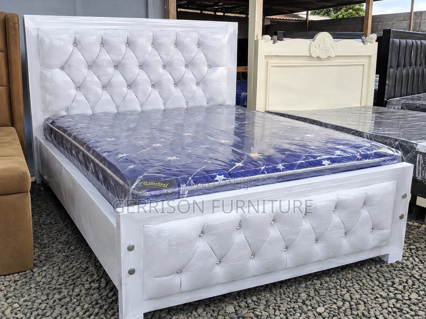 Modern 5x6 White Wood Bed Frame