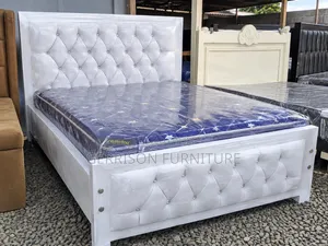 Modern 5x6 White Wood Bed Frame