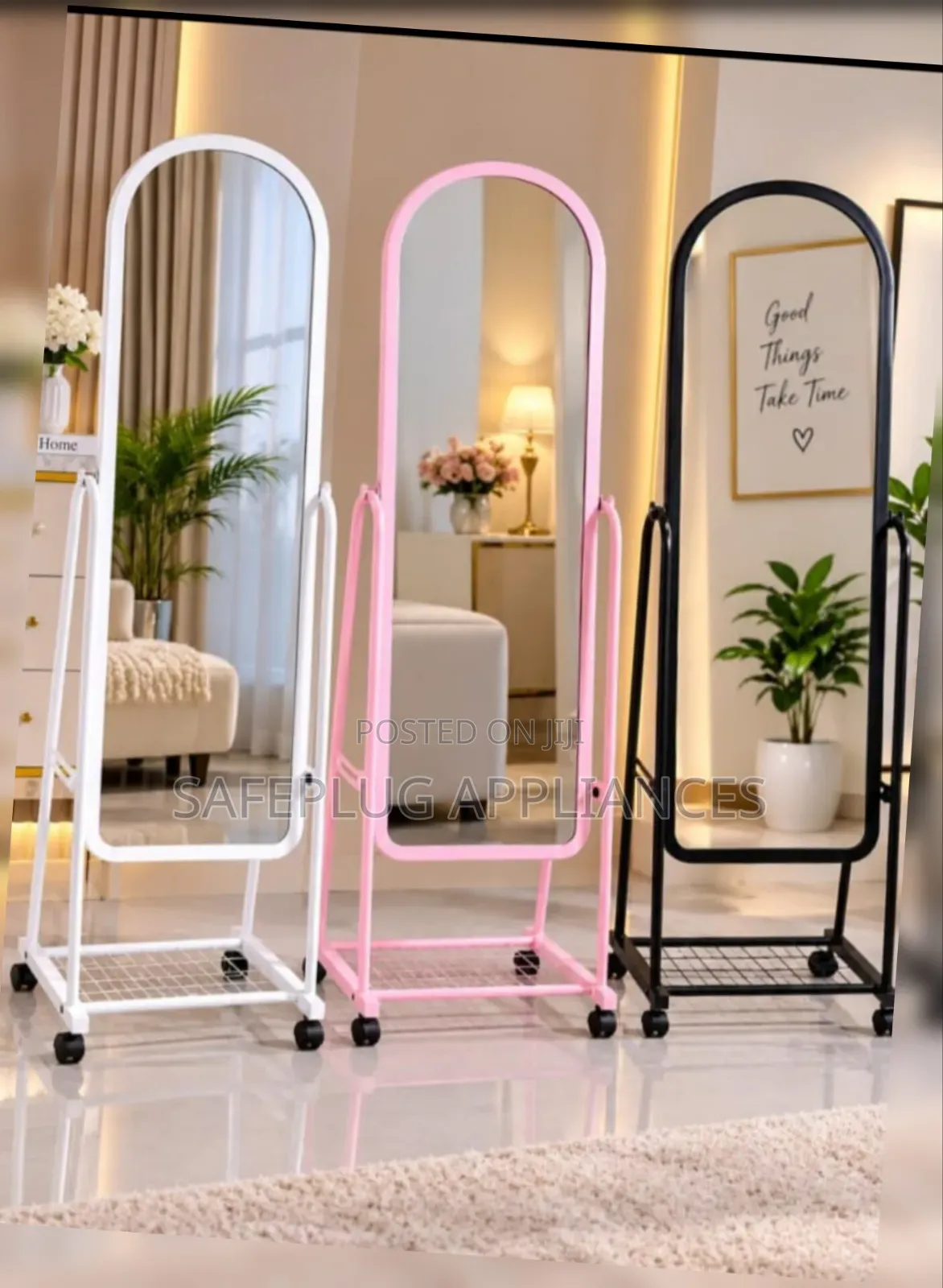Mobile Full Body Dressing Mirror on Wheels – Elegant Design