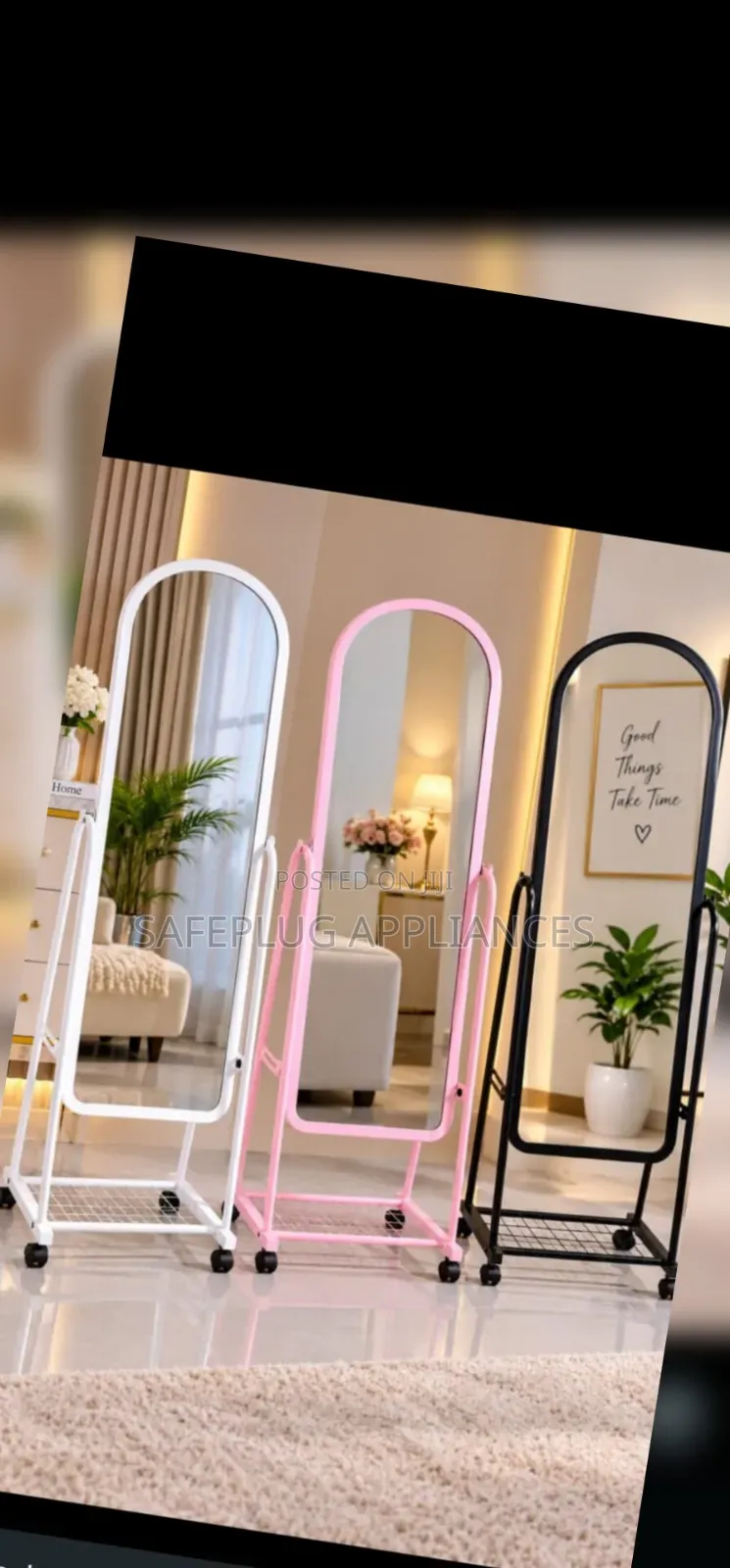 Mobile Full Body Dressing Mirror on Wheels – Elegant Design