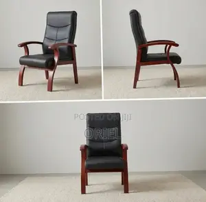 Office Chair : Leather Wood Guest Chair