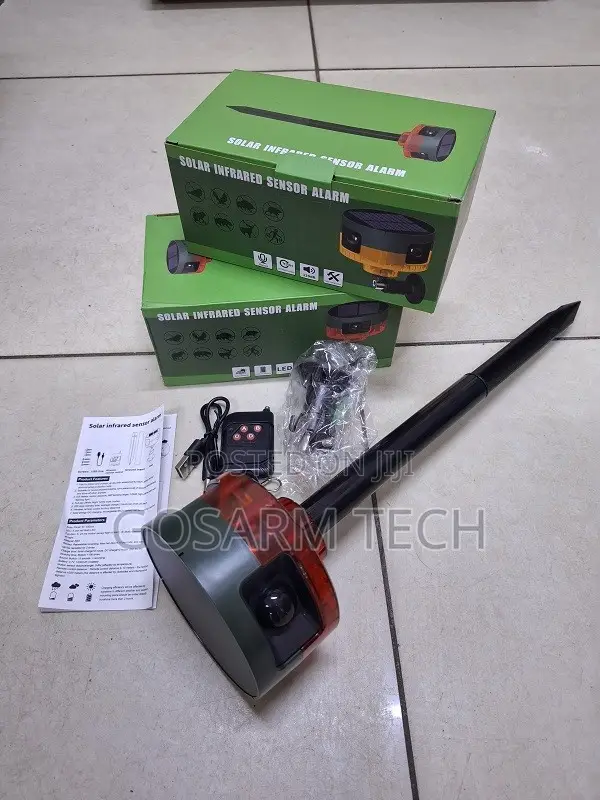 Solar Powered Motion Sensor Alarm With Loud Siren & Flashing Light
