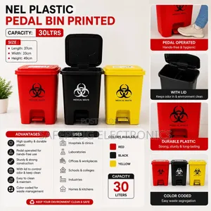 30L Waste Segregation Pedal Bin – Red Black Yellow