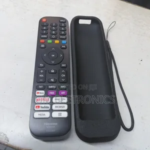 Original Hisense Vidaa Remote With Silicone (Black) Case Batteries