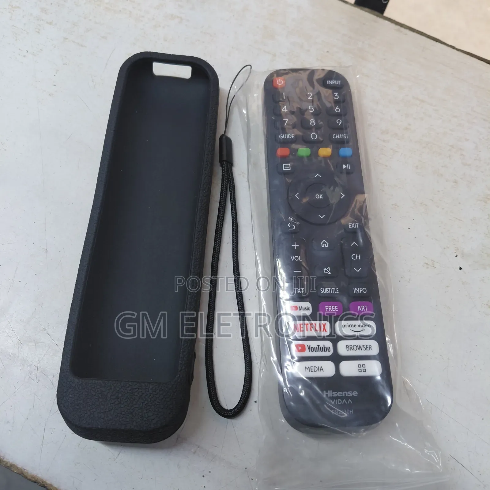 Original Hisense Vidaa Remote With Silicone (Black) Case Batteries