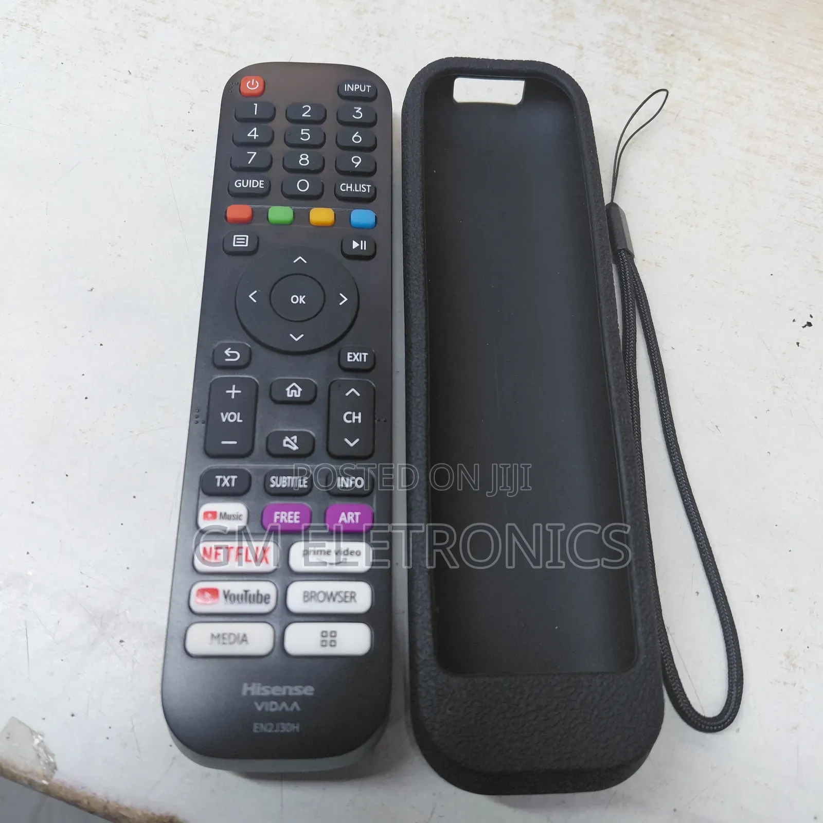Original Hisense Vidaa Remote With Silicone (Black) Case Batteries
