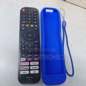 Original Hisense Vidaa Remote With Silicone Case( Blue) Batteries.