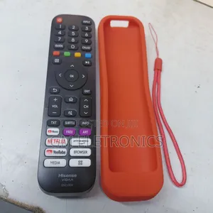 Original Hisense Vidaa TV Remote With Silicone Case(red) Batteries
