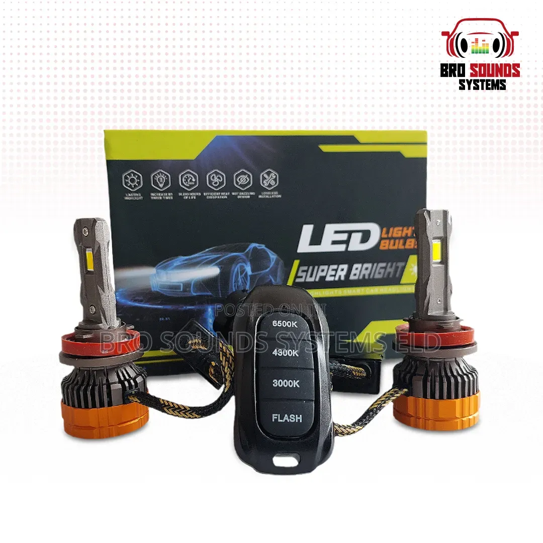 Tri-Color LED Headlight Bulb Kit With Wireless Remote Control H4 H11