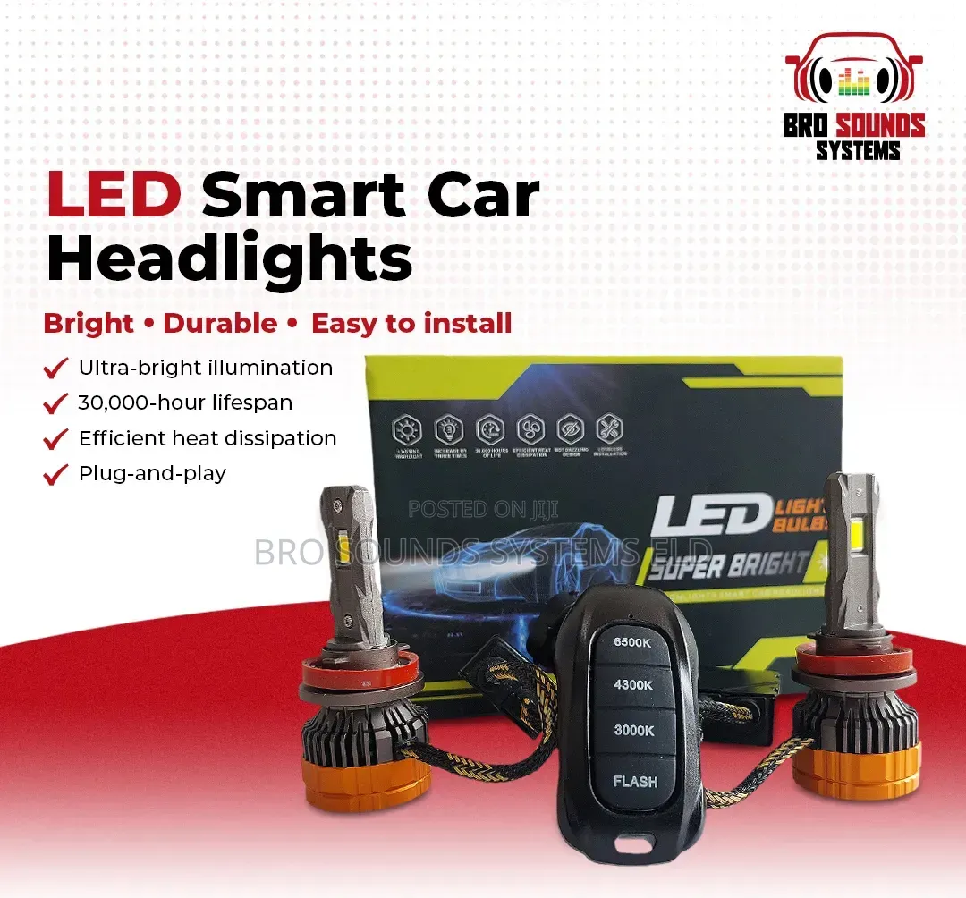 Tri-Color LED Headlight Bulb Kit With Wireless Remote Control H4 H11