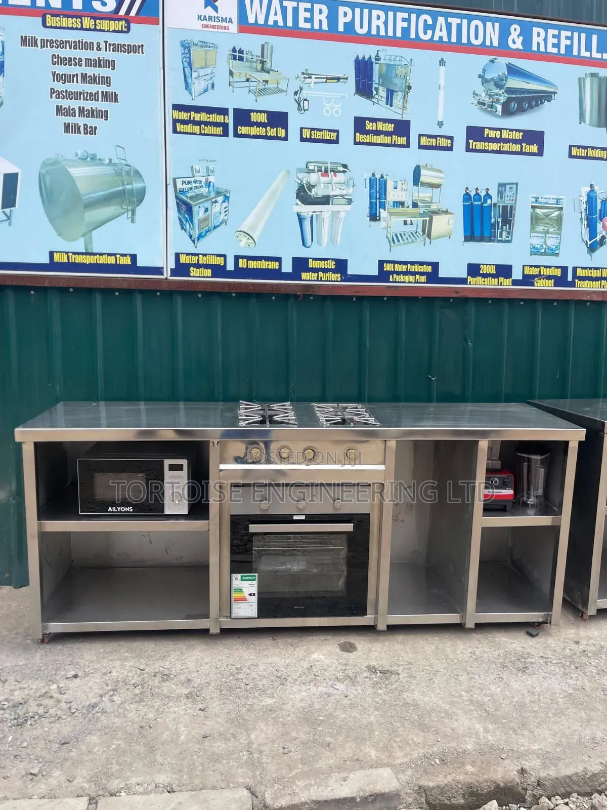 Stainless Steel Commercial Gas 4 Burner With Storage Cabinets