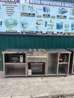 Stainless Steel Commercial Gas 4 Burner With Storage Cabinets