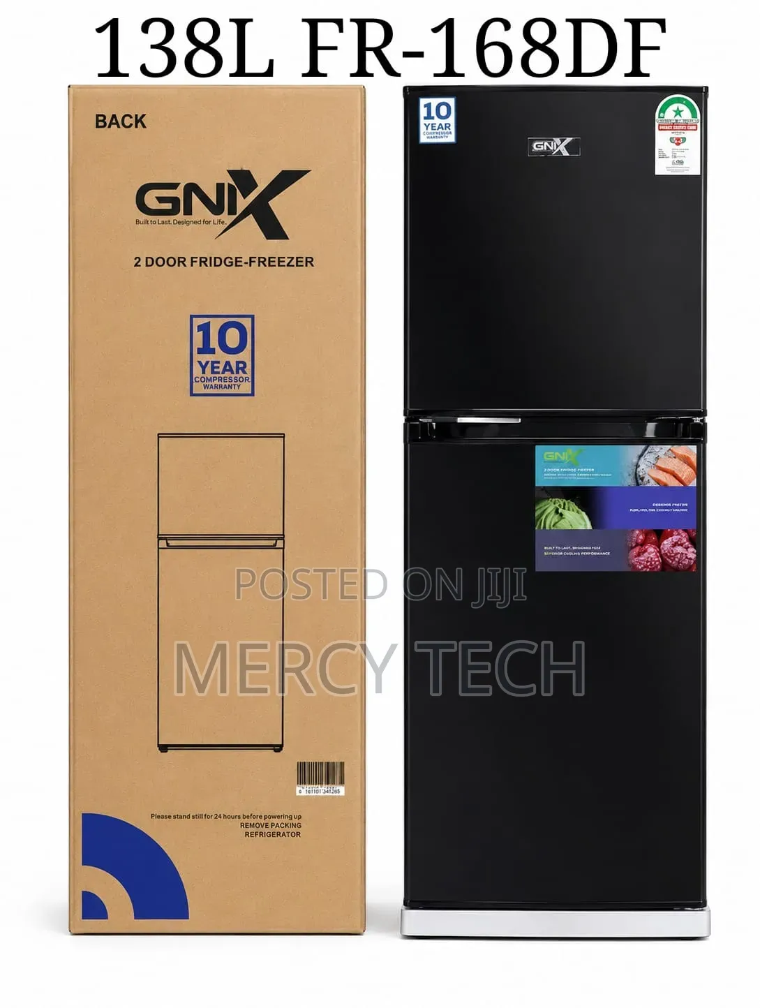GNIX 138L Double Door Refrigerator (FR-168DF)