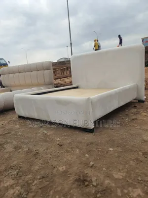 Premium 5x6 Cream Velvet Bed Frame