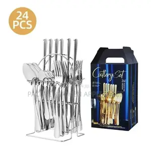 24 Pieces Flatware Set, Stainless Steel Silver Cutlery Set
