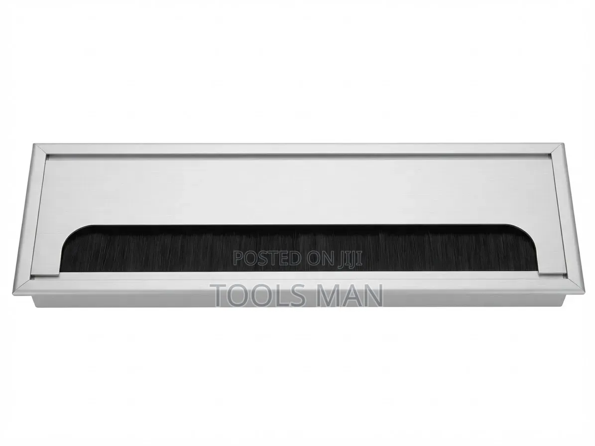 Aluminum Desk Cable Grommet Brush Strip, Rectangular Big Grommet.