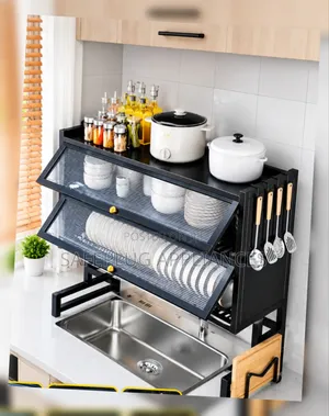 Double Layer Over Sink Dish Organizer With Acrylic Glass Cover 85CM