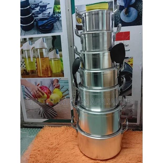 TC Cookware Set Sufuria 14pcs Silver Pots With Lids - main view