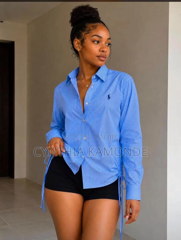 Drawstring Hem Stripped Shirt - thumbnail 2