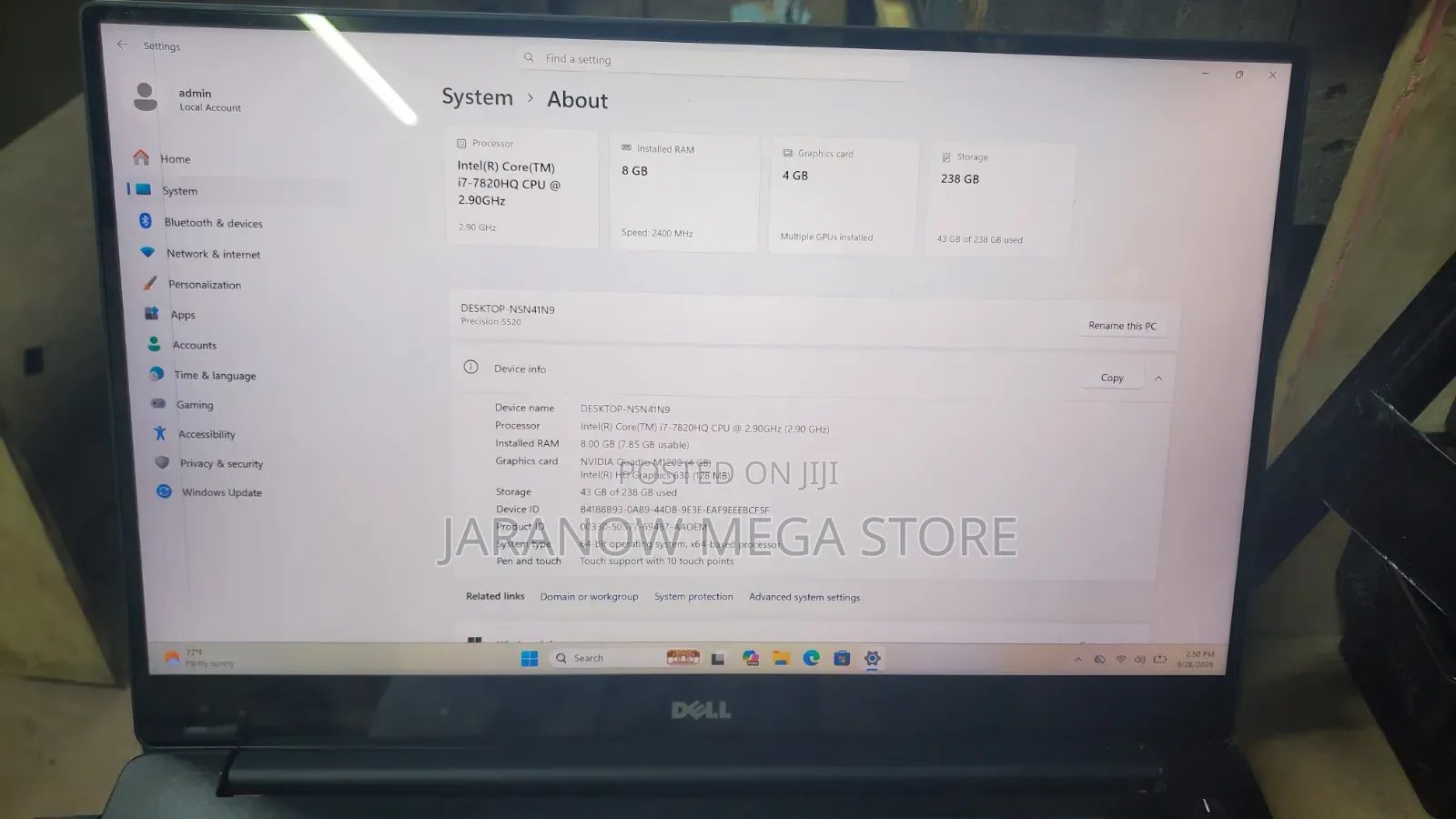Laptop Dell Precision 5520 8GB Intel Core i7 SSD 256GB