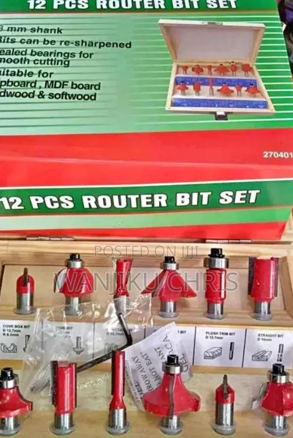12 Piece Woodworking Router Bit Set