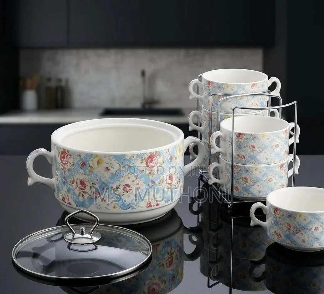 7 PCS Blossom Plaid Luxury Tureen Set