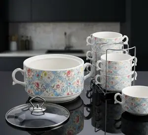 7 PCS Blossom Plaid Luxury Tureen Set