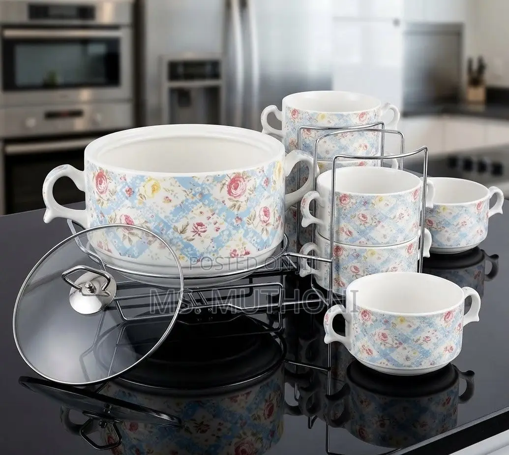 7 PCS Blossom Plaid Luxury Tureen Set