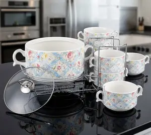 7 PCS Blossom Plaid Luxury Tureen Set