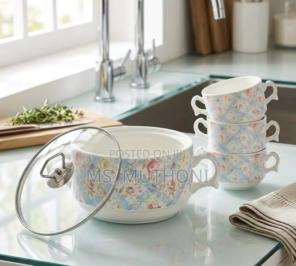 7 PCS Blossom Plaid Luxury Tureen Set