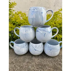 Pot Style Ceramic Mug Set 6 Pieces Heat Resistant Coffee Tea Cups