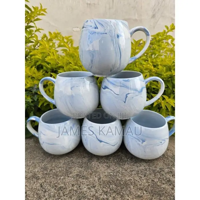 Pot Style Ceramic Mug Set 6 Pieces Heat Resistant Coffee Tea Cups