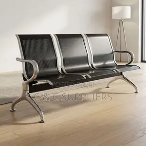 3-Link Non Padded Black Hospital Bench.