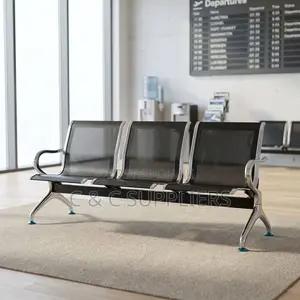 3-Link Non Padded Black Hospital Bench.
